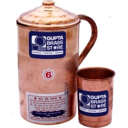 Pure Original Copper Water Jug (1L) & Copper Water Glass(350ml) set Jug Glass Set-image-52