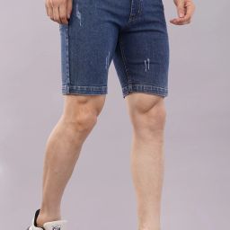 Solid Men Blue Denim Shorts-image-104