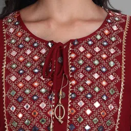KALINI Ethnic Motifs Yoke Design Mirror Work Kurta With Trousers & Dupatta image 4