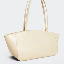 MANGO Beige PU Structured Shoulder Bag image 3