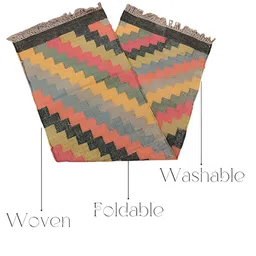 Budhrajrugs Red & Yellow Geometric Woven Rectangular Dhurrie image 4