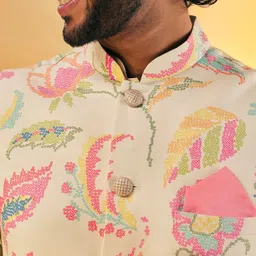 KISAH Floral Printed Nehru Jacket image 2