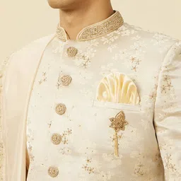 Manyavar Self Designed Sherwani & Churidar With Dupatta image 4