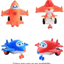 littlewish Super Robot aero Plane Toy for Kids, 360 Degree Rotate Pull & Push Friction Deformation Airplane Robot Transforming Mini Aeroplane (Color May Vary as per Availability) image 4
