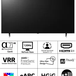 lg QNED-80 139 cm (55 inch) Ultra HD (4K) QNED Smart WebOS TV with Alpha7 AI Processor 4K Gen6, AI Picture Pro, ThinQ AI, 120 Hz Refresh Rate, Game Optimizer, Magic Remote Control, 5-Year Guaranteed with New OS Experience image 2