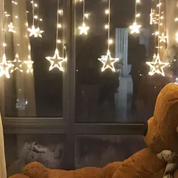SPARK WORLD Yellow Star Shape LED Curtain Fairy String Lights image 5