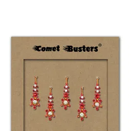 Comet Busters Set of 5 Handcrafted Reusable Traditional Designer Bindis - Pink 028 image 4