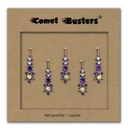Comet Busters Set of 5 Handcrafted Reusable Traditional Designer Bindis - Purple 031 image 4