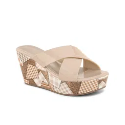 pelle albero Printed Open Toe Wedge Heels image 5