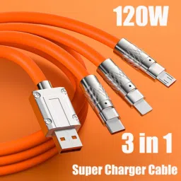 HexaGear 3-in-1 Cable 6 A 1 m METAL BRAIDED Super Flexible 3-in-1 120W Cable for Fast and Tangle-Free Daily Charging-image-37
