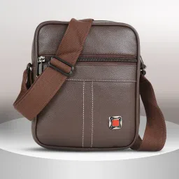Brown Men Sling Bag Casual Trendy Travel Shoulder Crossbody Daytrip Men Slingbag-image-7