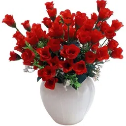 7H RED ROSE SMALL ROSES WITH APPLE DESIGN POT Red Rose Artificial Flowerwith Pot-21
