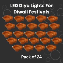 Water Sensor Diya, Electric LED Diyas for Diwali & Office Décor Pack of 24 W230 Plastic (Pack of 24) Table Diya Set-image-90