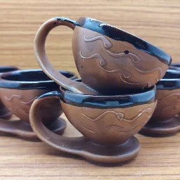 Pack of 6 Ceramic Tea/Coffee Cups Worldcup Shape Latest Big Size 130ML (Brown)-picture-18