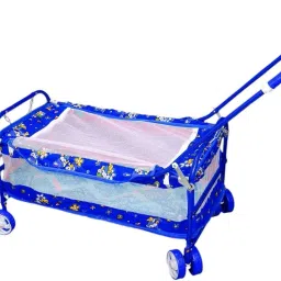 chunky's Baby Cradle with Wheels, Foldable Design with Canopy for for 0-12 Months image 4