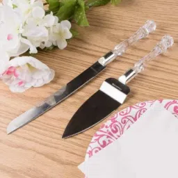 Mockmate Stainless Steel Cake Serving Set - 1 PC Cake Cutting Knife + 1 PC Cake Server Cake Décor with Crystal Handles for Weddings, Birthdays, Cakes, Gifts Stainless Steel Cake Server (Steel, Pack of 2) Stainless Steel Cake Server (Steel, Pack of 2) Stainless Steel Cake Server-11