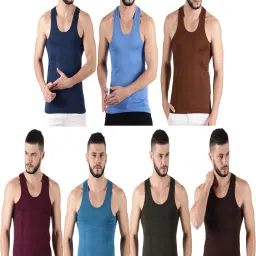 Pack of 7 Dollar Lehar Men Combed Cotton Round Neck Vest -Pack of 7- Colour may Vary Men Vest-image-33