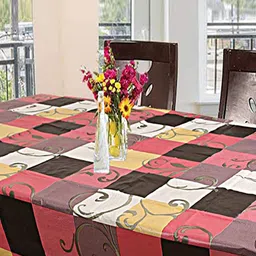 Kuber Industries White & Yellow Printed 6-Seater Rectangular Table Cover image 4