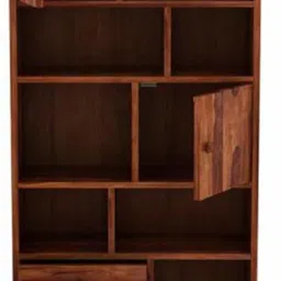 furinno Sheesham Wood Book Shelf with Cabinet Bookcase Books Display Rack Unit for Home Solid Wood Open Book Shelf image 2