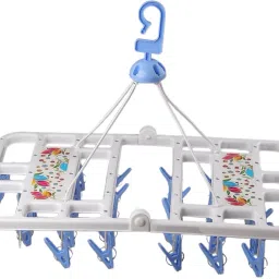 Foldable Clip Hangers with 28 Drying Clips, Underwear Hanger with Clips, Plastic Laundry Clip and Drip Drying Hanger for Socks, Bras, Lingerie, Clothes, Sturdy, Blue Plastic Cloth Clips-7