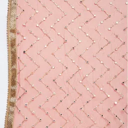 Clora Creation Women Red & Gold Geometric Embroidered Mirror Work Net Dupatta image 2