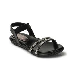 ELLE Embellished Open Toe Flats With Backstrap image 5