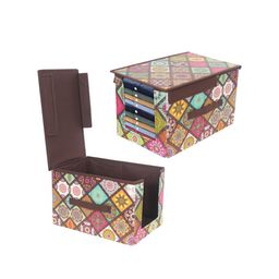 prettykrafts Brown & Green Printed Foldable Shirt Stacker Wardrobe Organizer-12