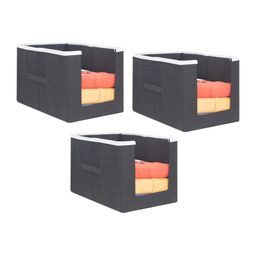 prettykrafts Set Of 3 Black Solid Shirt Stacker Wardrobe Organizers-1