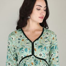 PARTHVI Floral Printed Empire Kurta With Trousers & Dupatta image 2
