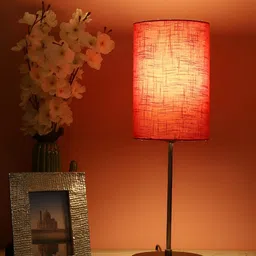 BTR CRAFTS Red & Black 2 Pcs Textured Cylindrical Shaped Table Lamp with Adjustable Cord image 5