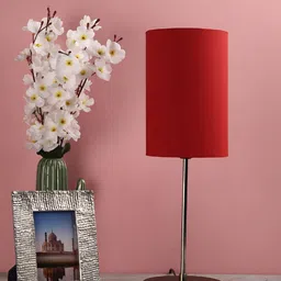 BTR CRAFTS Red & Black Cylinder Shaped Metal Table Lamp With Adjustable Cord image 3