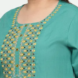 Sringam Ethnic Motifs Embroidered Regular Thread Work Kurta With Trousers & With Dupatta image 2