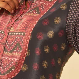 Soch Black & Red Ethnic Motifs Printed Mandarin Collar Tunic image 5