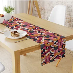 STYBUZZ Pink & Mustard Yellow Geometric Printed Table Runner image 2