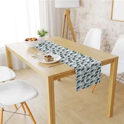 STYBUZZ White & Green Printed Table Runner image 2