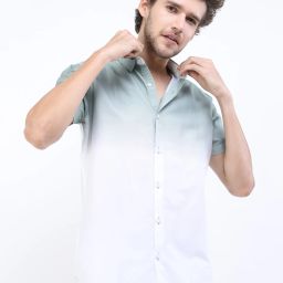 Men Slim Fit Dyed/Ombre Cut Away Collar Casual Shirt-image-66
