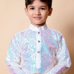 BAESD Boys Embellished Regular Sequinned Dupion Silk Kurta with Pyjamas image 5