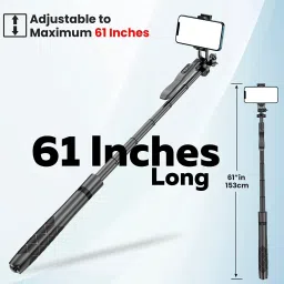 FKU 2024 Upgraded L16 Long Selfie Stick, Balance Handle for Anti Shake Shooting, 6 Section Telescopic Pole Upto 61 inch for Wide Angle Photo Shooting, Selfie Stick with Tripod Stand for Gopro & Camera Bluetooth Selfie Stick image 2