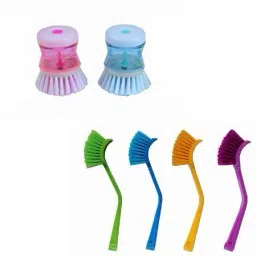 4 Wash Basin Sink Brush& 2 Soap Dispenser Brush Cleaning Brush Set of 6 Plastic Wet and Dry Brush-image-47