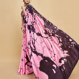 Sangria Pink Abstract Printed Saree With Blouse-picture-12