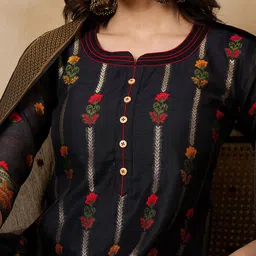 RAJGRANTH Regular Chanderi Cotton Kurta with Trousers & With Dupatta image 2