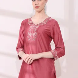 Anouk Floral Yoke Design Thread Work Kurti with Palazzos-70