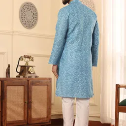 Armaan Ethnic Mandarin Collar Ethnic Motifs Printed Regular Kurta with Pyjamas image 4