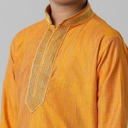 Ramraj Boys Orange Regular Thread Work Kurta with Dhoti Pants image 3