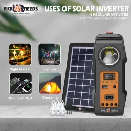 pick ur needs Solar Chargeable Inverter Light Set With Study Lamp + 3 Bulb 1 USB Charging Port 7 hrs Torch Emergency Light image 3
