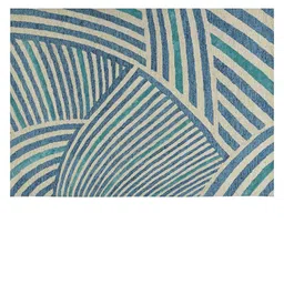 saraswatii global White and Blue Printed Rectangular Carpet image 2