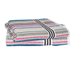 Creeva Brown & White 2 Pcs Striped Pure Cotton Popcorn Weave Bath Towel-6