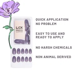 LICK 24 Pcs Artificial Reusable Nail Extensions with Application Kit - Lilac image 2