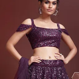 FABPIXEL Embellished Sequinned Semi-Stitched Lehenga & Unstitched Blouse With Dupatta image 2