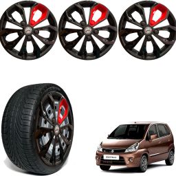 Car accessories Wheel cap, Hub Cap 13 Inch FURRY BLACK RED PATCH FRD38 Wheel Cover For Maruti Zen Estillo LXI-image-86